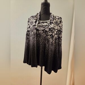 Ruby Rd. Black and Silver One Piece Cardigan Set